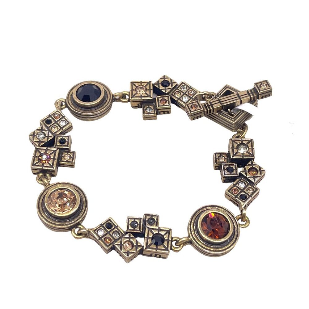 Patricia Locke Multi-Stone Gold Toned Bracelet B135 7" HTF RARE